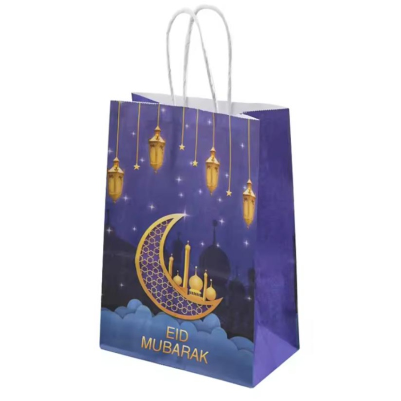 卸売Eid Mubarak Party Gift Kraft Paper Bag Islamic Muslim Festival Party Decoration Ramadan Goodie Bags